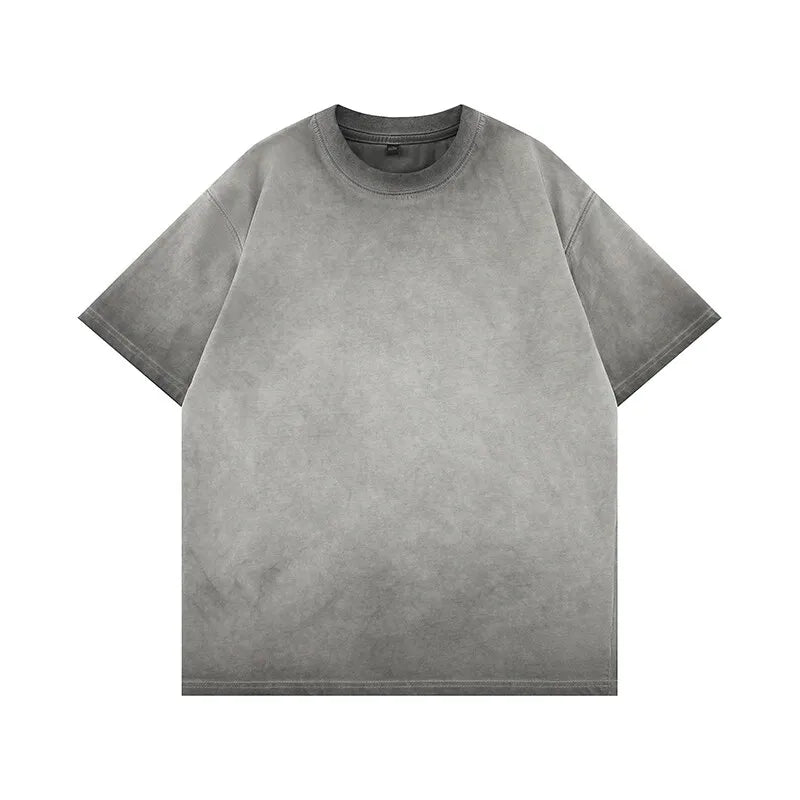 Mens Gradient Washed Loose Crew Neck Tee Streetwear