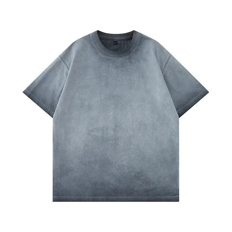 Mens Gradient Washed Loose Crew Neck Tee Streetwear