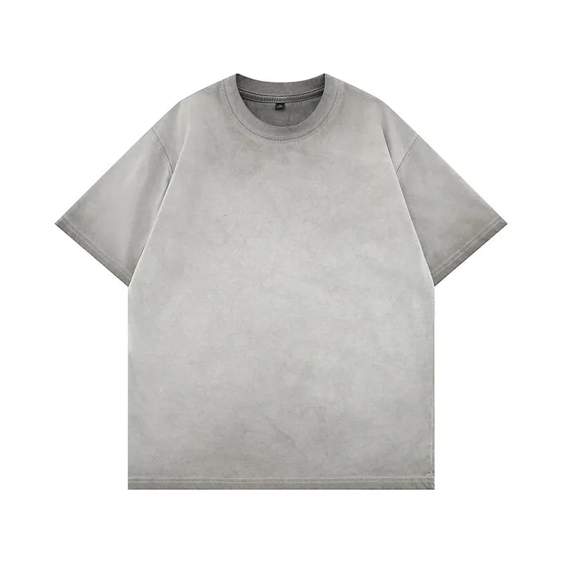 Mens Gradient Washed Loose Crew Neck Tee Streetwear