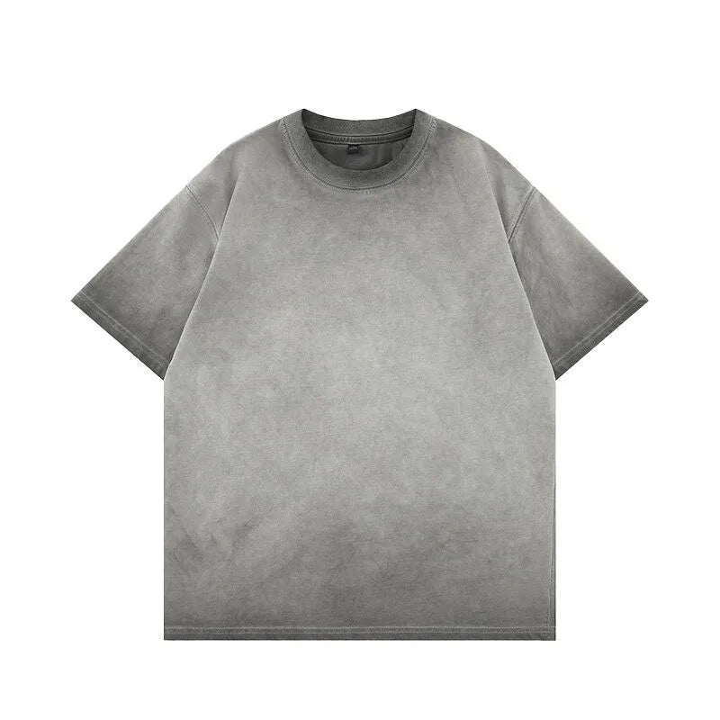 Mens Gradient Washed Loose Crew Neck Tee Streetwear