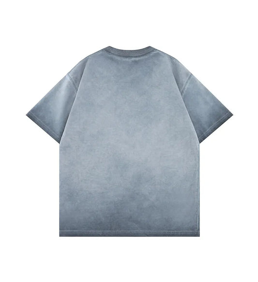 Mens Gradient Washed Loose Crew Neck Tee Streetwear