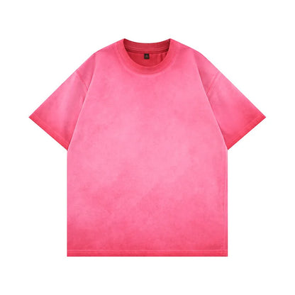 Mens Gradient Washed Loose Crew Neck Tee Streetwear