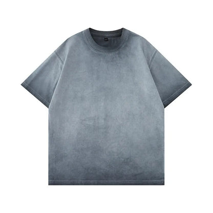Mens Gradient Washed Loose Crew Neck Tee Streetwear