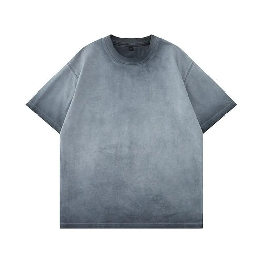 Mens Gradient Washed Loose Crew Neck Tee Streetwear