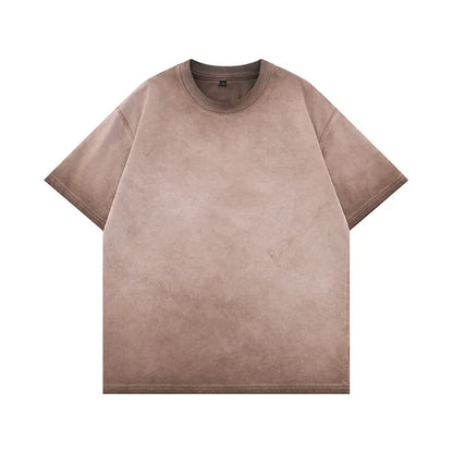 Mens Gradient Washed Loose Crew Neck Tee Streetwear