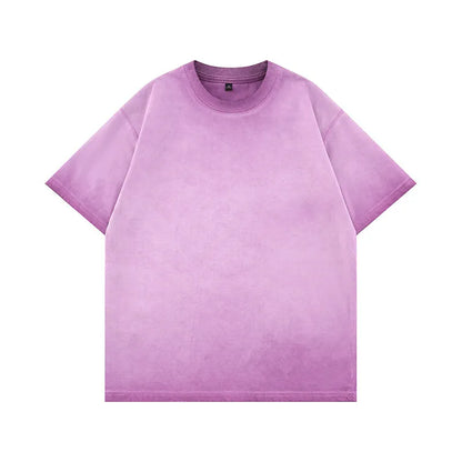 Mens Gradient Washed Loose Crew Neck Tee Streetwear