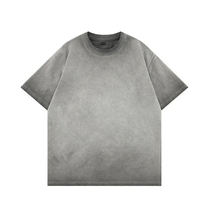 Mens Gradient Washed Loose Crew Neck Tee Streetwear